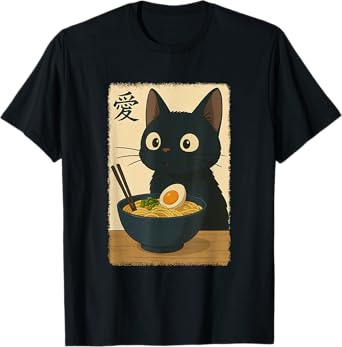 Cat Ramen Funny Japanese Kawaii Anime Cat Men Women Kids T-Shirt