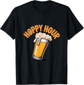 Hoppy Hour Funny Beer Glass Drinking Humor Pub Bar T-Shirt
