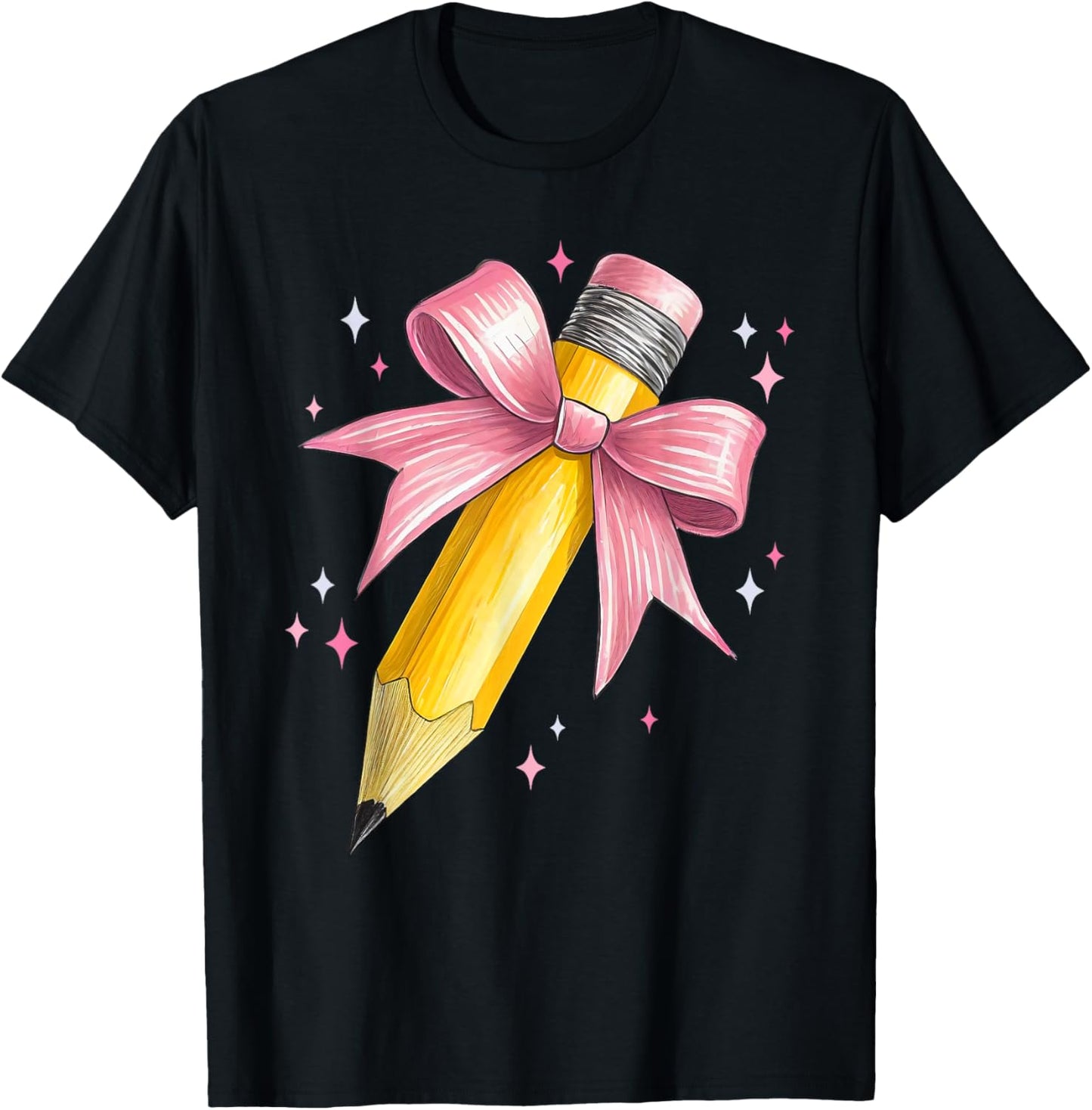 Coquette Bow Pencil Teacher Student First Day Back To School T-shirt by TeeBrew