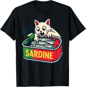 Funny Cat Stealing Sardines, Portugal Flag Colors T-Shirt