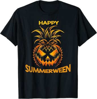 Happy Summerween Summer Halloween Pumpkin Pineapple T-Shirt