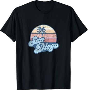 Artist Unknown unisex child Retro,classic San Diego California CA T Shirt Vintage 70s Retro Surfer Tee, Blue, Small US