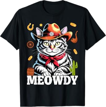 Cat Cowboy Funny Mashup Meowdy Western Country Music Cat T-Shirt