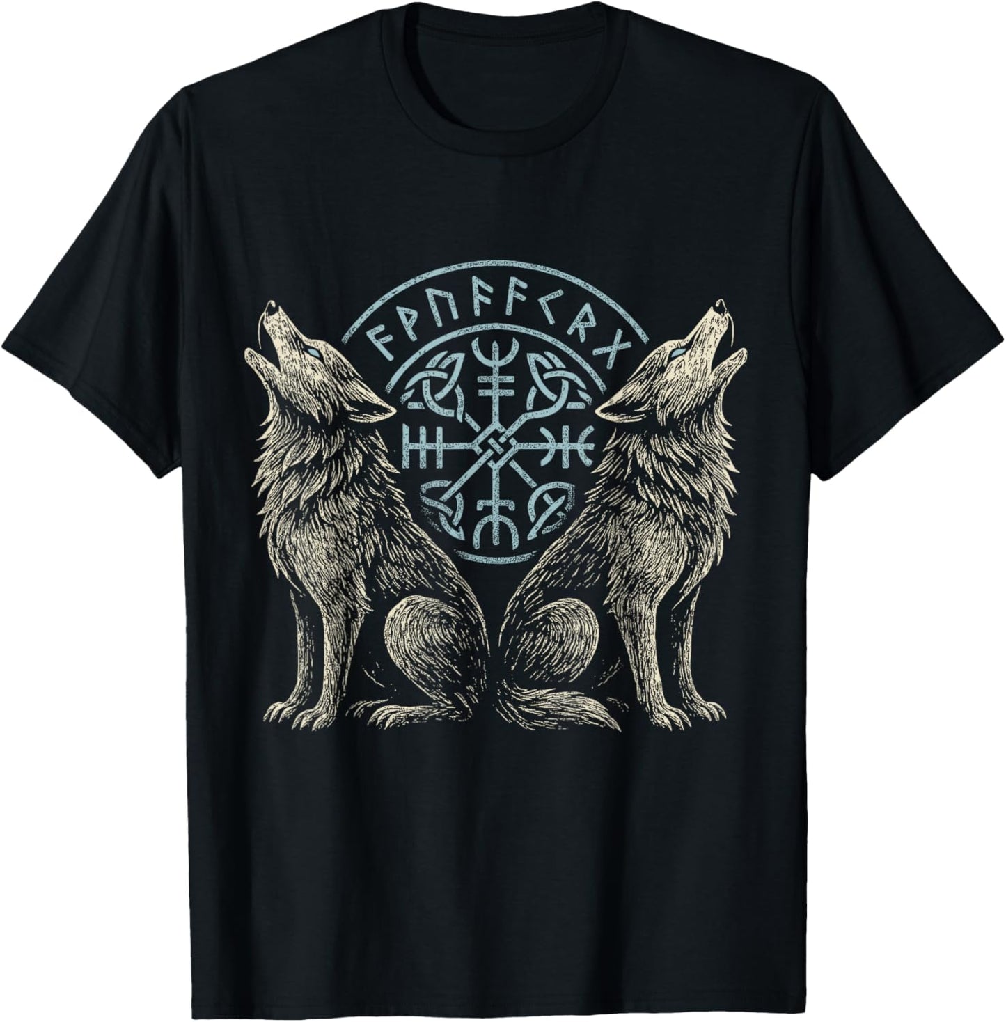 Norse Wolf Viking Symbol Runic Mythical Nordic Spiritual T-Shirt