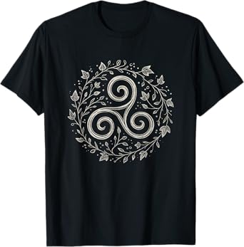 Triskelion Celtic Spiral Druid Pagan Leaf Nature Art Symbol T-Shirt