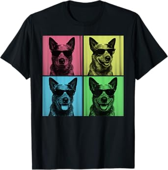 Blue Heeler Pop Art Funny Dog Lover Blue Heeler Photo Booth T-Shirt