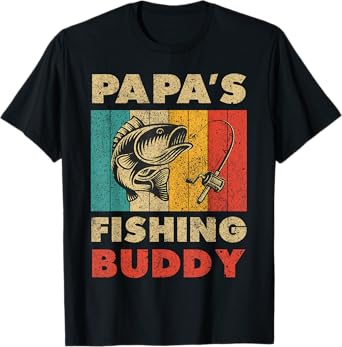 Funny Fishing Papa's Fishing Buddy Vintage Fishing T-Shirt