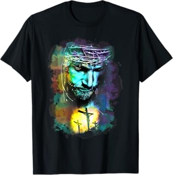 Jesus Christ Cross Religious Picture Christian Art Print T-Shirt
