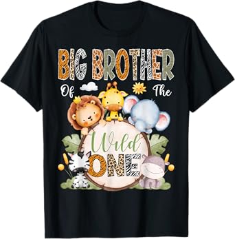 Big Brother Of The Wild One 1St Birthday Boy Safari Jungle T-Shirt