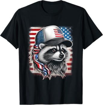 Redneck Raccoon Mullet White Trash Party Attire 4th July T-Shirt