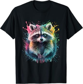 Raccoon Men Women Colourful Watercolour Raccoon T-Shirt