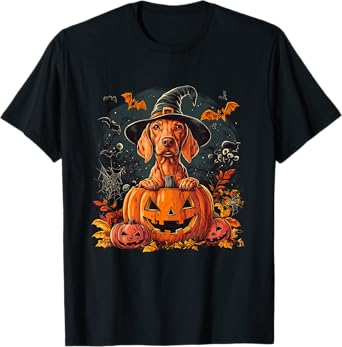 Vizsla Dog Pumpkin Halloween Thanksgiving T-Shirt