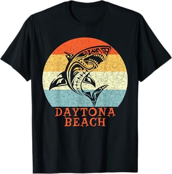Daytona Beach, Florida Vintage Retro Tribal Shark Vacation T-Shirt