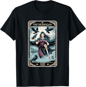 The Morrigan Celtic Goddess Warrior Crow Queen Tarot T-Shirt