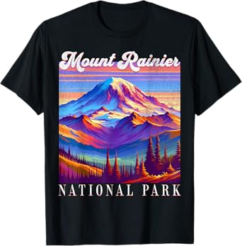 Mt. Rainier National Park Mountain Art Souvenir T-Shirt