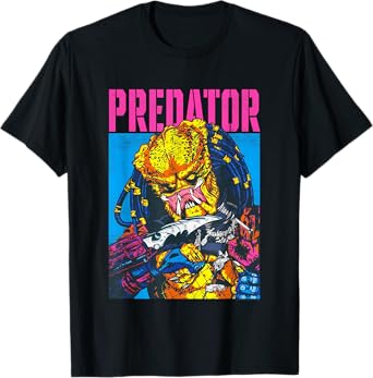 Aliens Iconic Epic Predator Retro Comic Big Chest Portrait T-Shirt