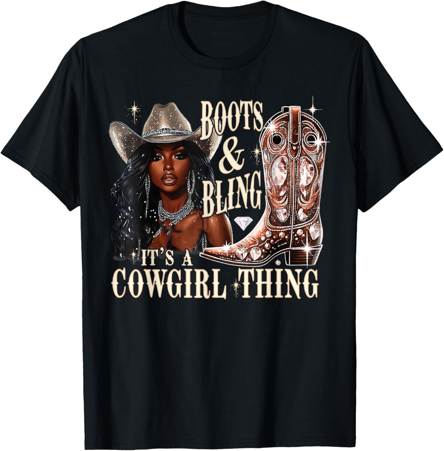 Retro Boots & Bling Its A Cowgirl Thing Women Cowgirl T-Shirt