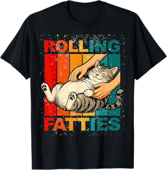 Funny Rolling Fatties Cat Vintage Cartoon Mens Womens Kids T-Shirt