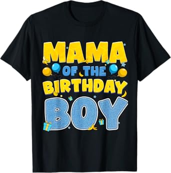 Funny Mama Of The Birthday Boy Family Matching Party Mom T-Shirt