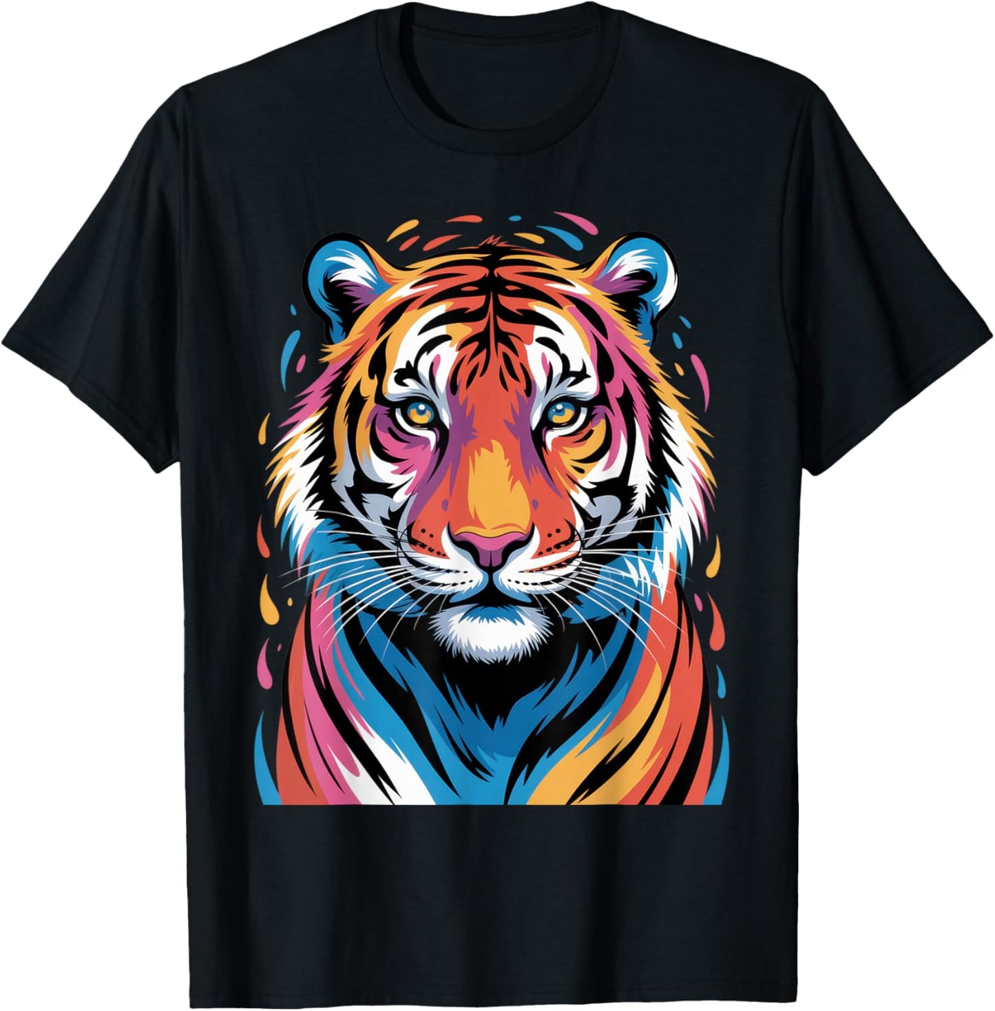 Colorful Tiger Head Vibrant Art Wildlife Art Lovers T-Shirt
