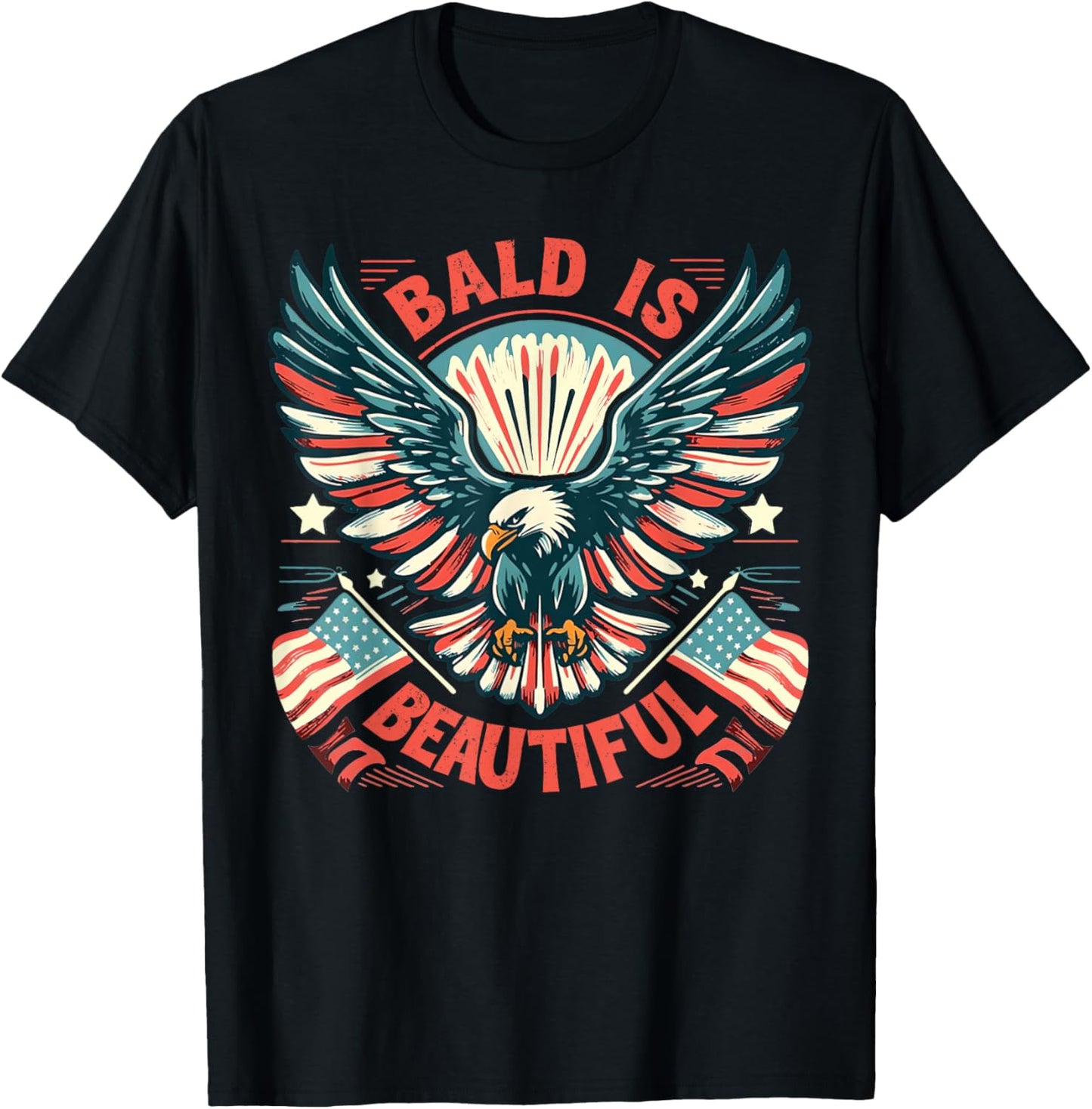 Bald Is Beautiful 4th of July Independence Day America Eagle T-Shirt