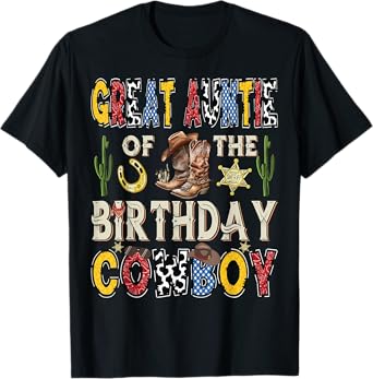 Great Auntie Of The Birthday CowBoy Rodeo Auntie Western T-Shirt