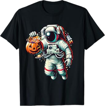 Space Astronaut Celebrating Halloween Kids Boys Toddlers T-Shirt
