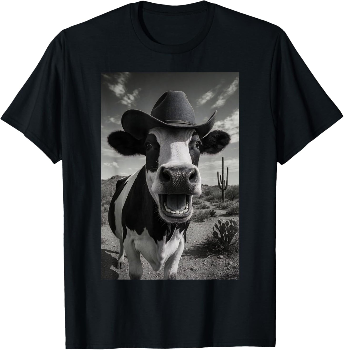 Cowboy Cow Selfie Funny Desert Western Design T-Shirt
