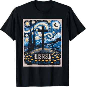 Starry Night Jesus Art Spiritual Christian Faith Easter T-Shirt