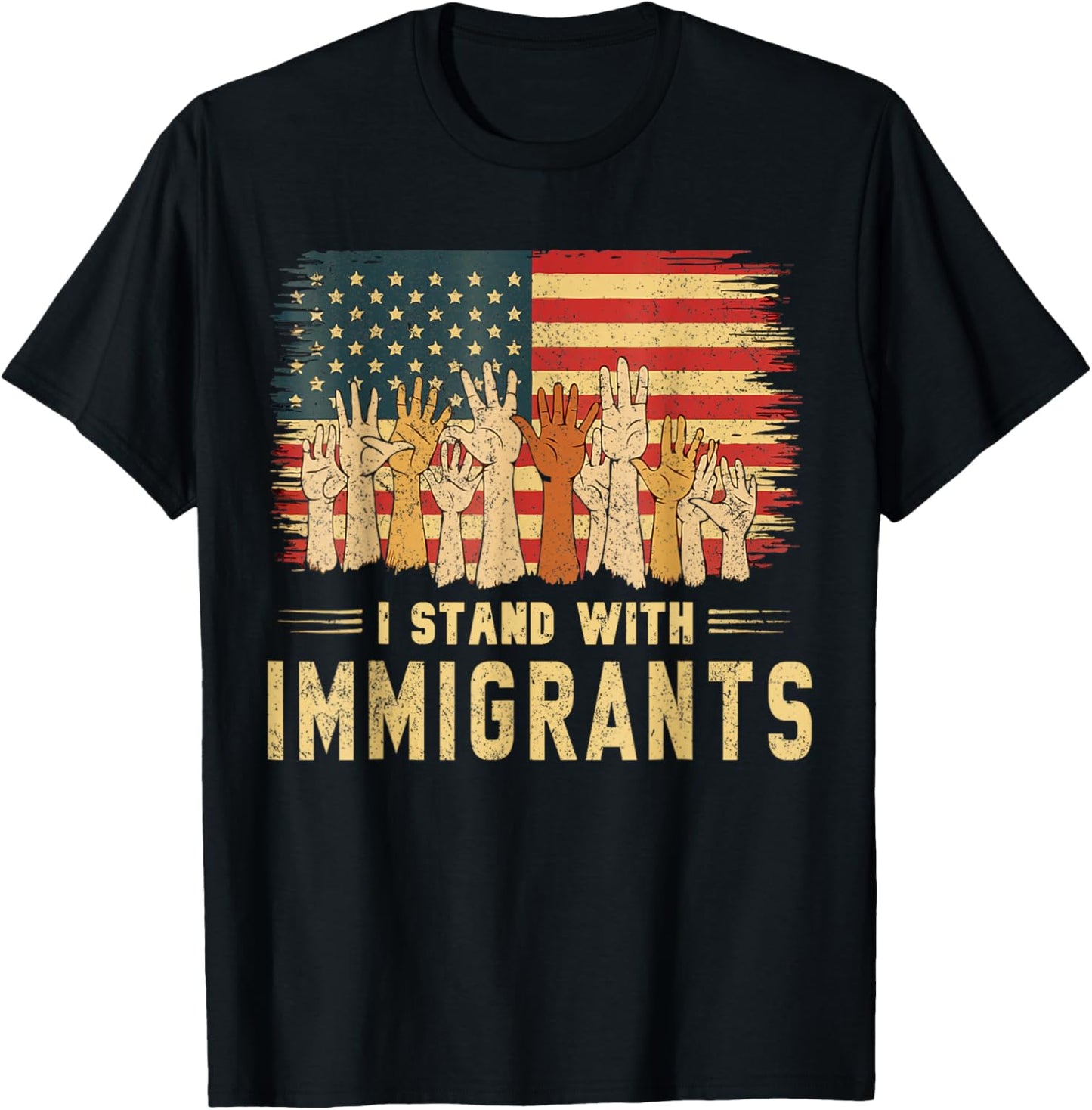 I Stand With Immigrants american flag USA T-Shirt