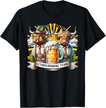 Highland Cow October Drinking Team Oktoberfest Costume Men T-Shirt