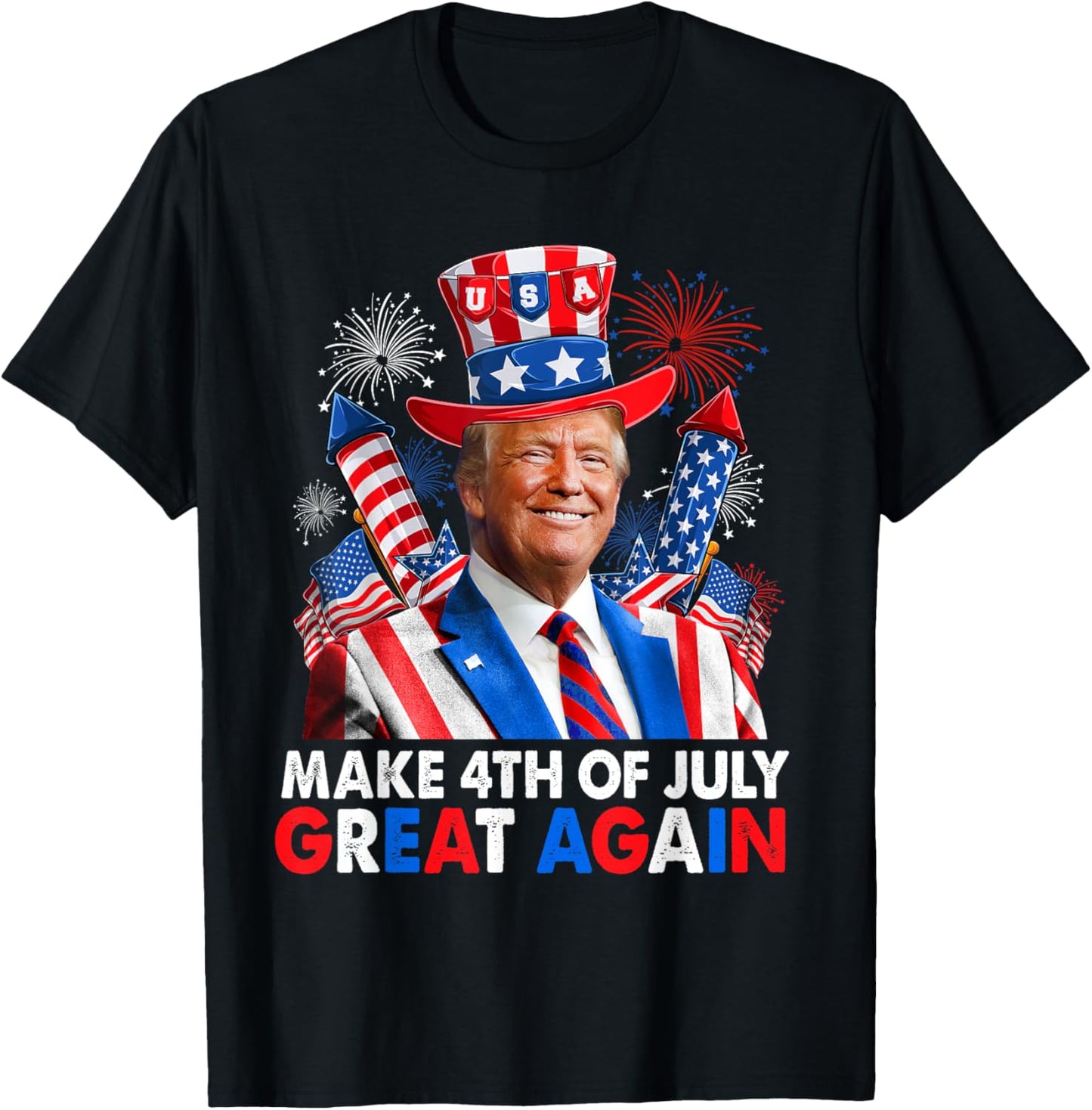 Donald Trump Patriotic Firework Make 4th Of July Great Again T-Shirt