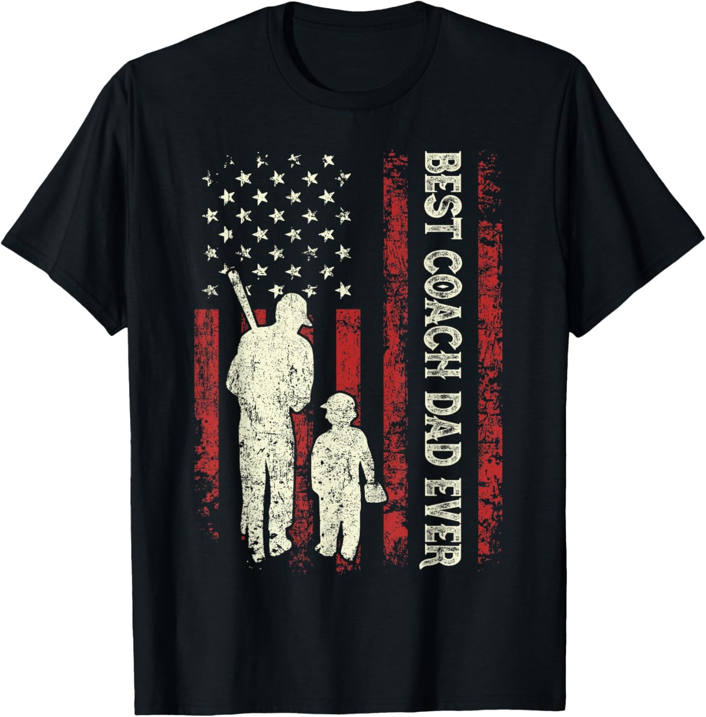 Mens Best Coach Dad Ever Flag Baseball Dad Men Gifts Father's Day T-Shirt