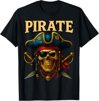 HUGvyn Halloween: Pirate Skull Crossbones Skeleton Kids Boys T-Shirt