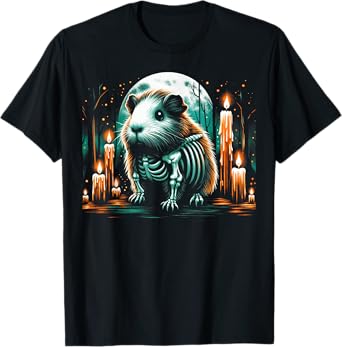 Cool Guinea Pig Skeleton Halloween Christmas Birthday T-Shirt