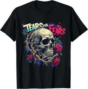 Tears for Fears Gothic Skull and Roses Dark Aesthetic Design T-Shirt