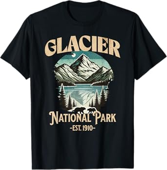 Glacier National Park Est. 1910 | Vintage Souvenir T-Shirt
