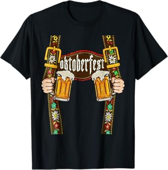 Oktoberfest Lederhosen Costume Funny Beer Festivals Drinking T-Shirt