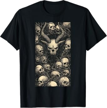 Fantasy Gothic Horror Skull Bones Demon Art Heavy T-Shirt