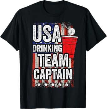 USA Drinking Team Captain Funny Drinking Game Party T-Shirt