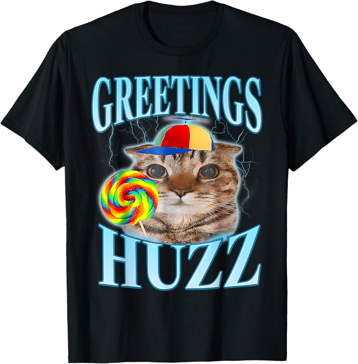 Greetings Huzz Funny Gen Z Gen Alpha Silly Cat Vintage T-Shirt