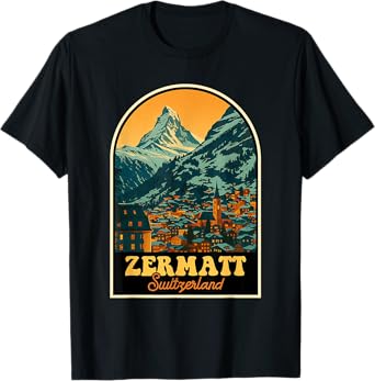 Zermatt Switzerland Vintage Matterhorn Mountain Travel T-Shirt