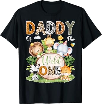 Daddy Of The Wild One 1St Birthday Kids Safari Jungle T-Shirt