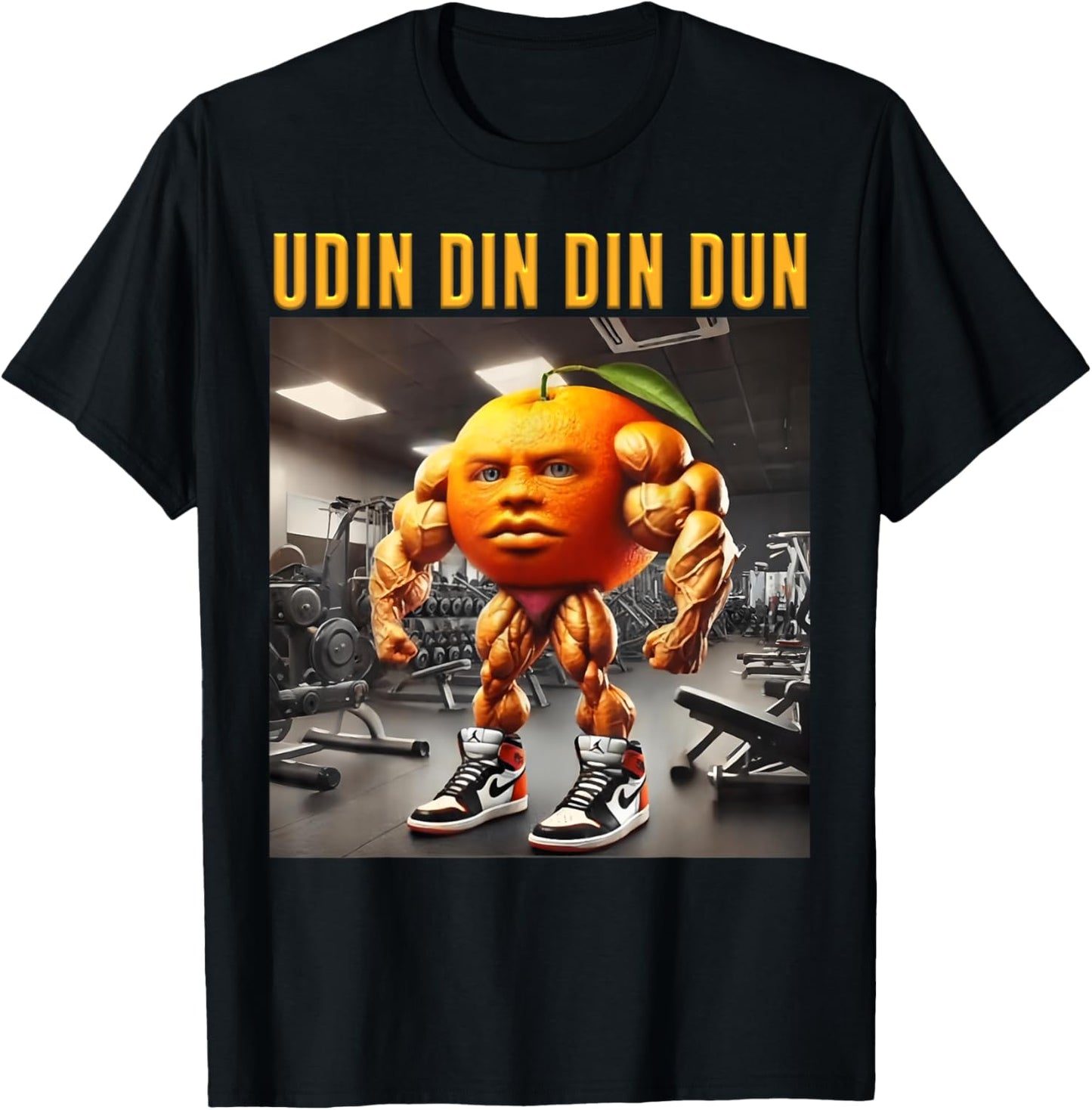 Udin Din Din Dun Muscle Orange Italian Brainrot Kids Meme T-Shirt