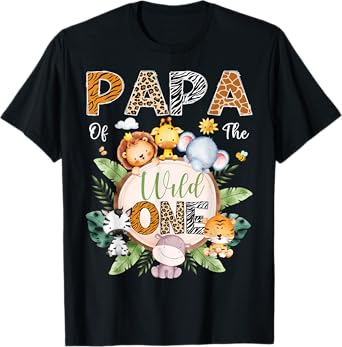 Papa Of The Wild One 1St Birthday Safari Jungle Animal T-Shirt