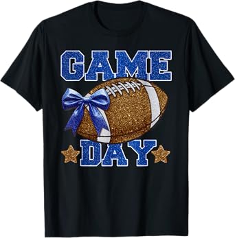 Game Day Football Season Football Mama Girl Blue Gold Vibes T-Shirt