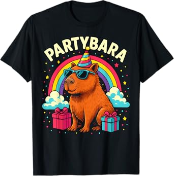 Birthday Capybara Tee for Kids Fun Partybara Capybara Party T-Shirt