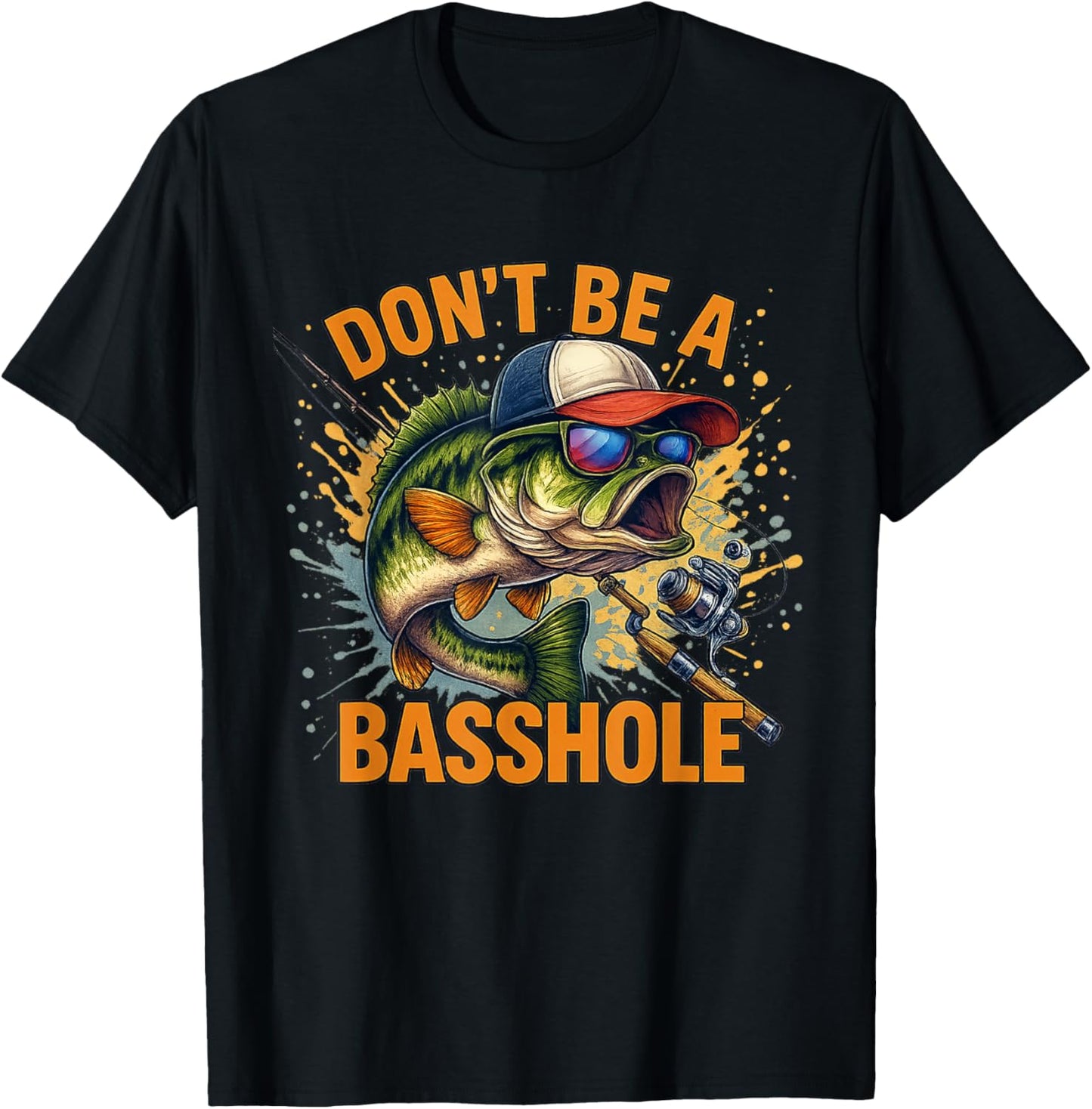 Don't Be A Basshole Bass Fish Funny Fishing Watercolor T-Shirt
