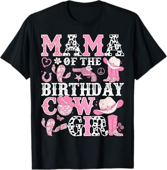 Mama Of The Birthday Cow-Girl Rodeo CowGirl Birthday T-Shirt
