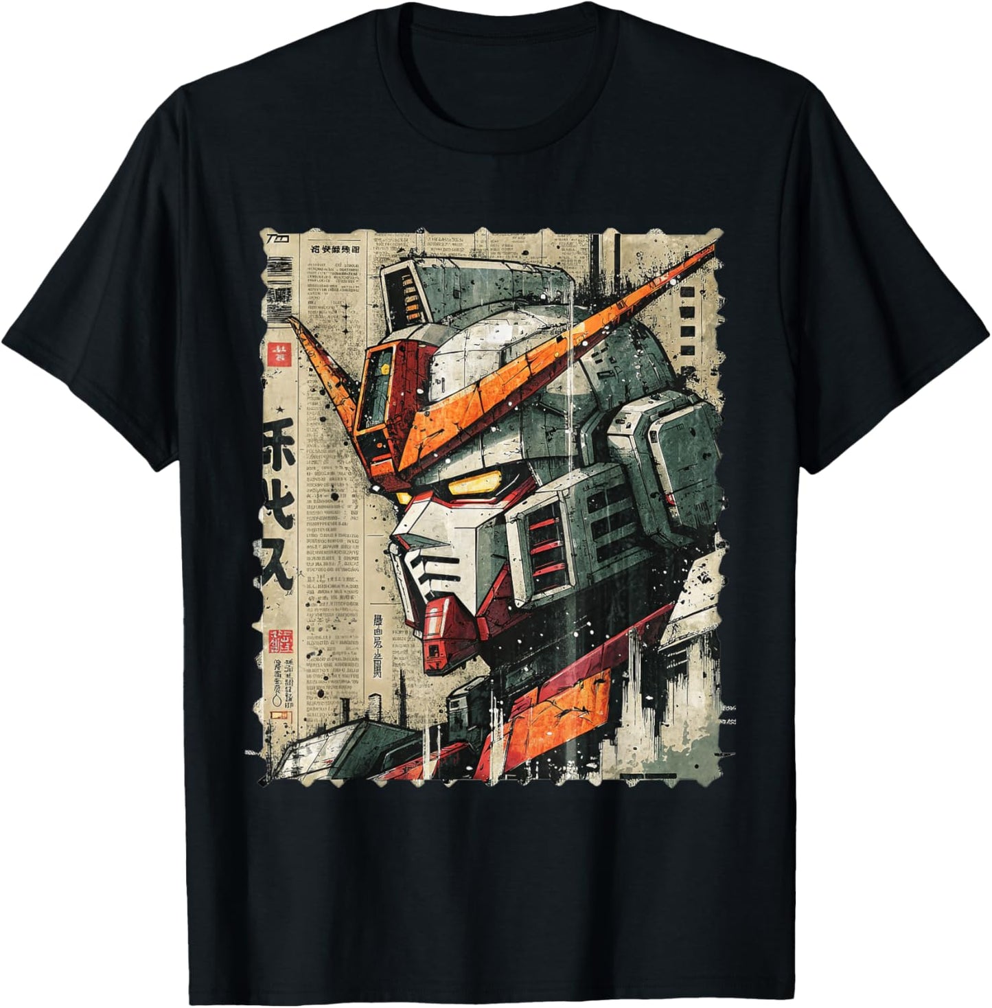 Japanese Mecha Robot Head Vintage Anime Art Mens Boys Kids T-Shirt